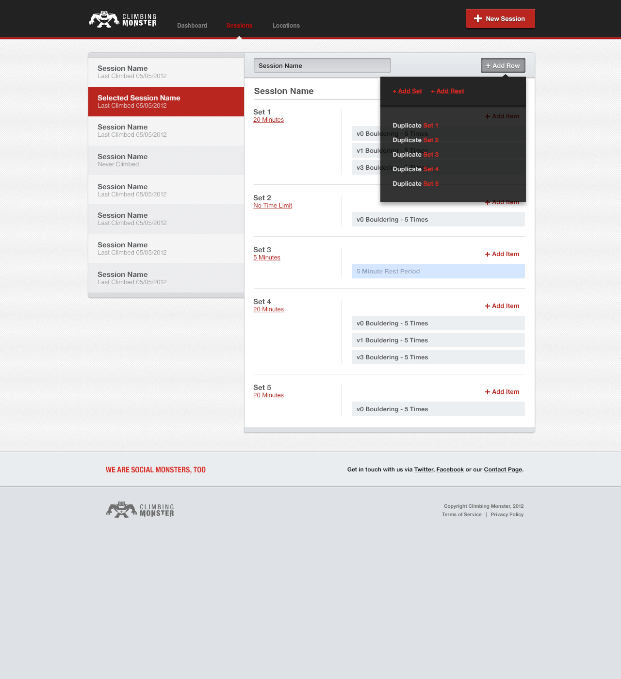 Climbing Monster web interface