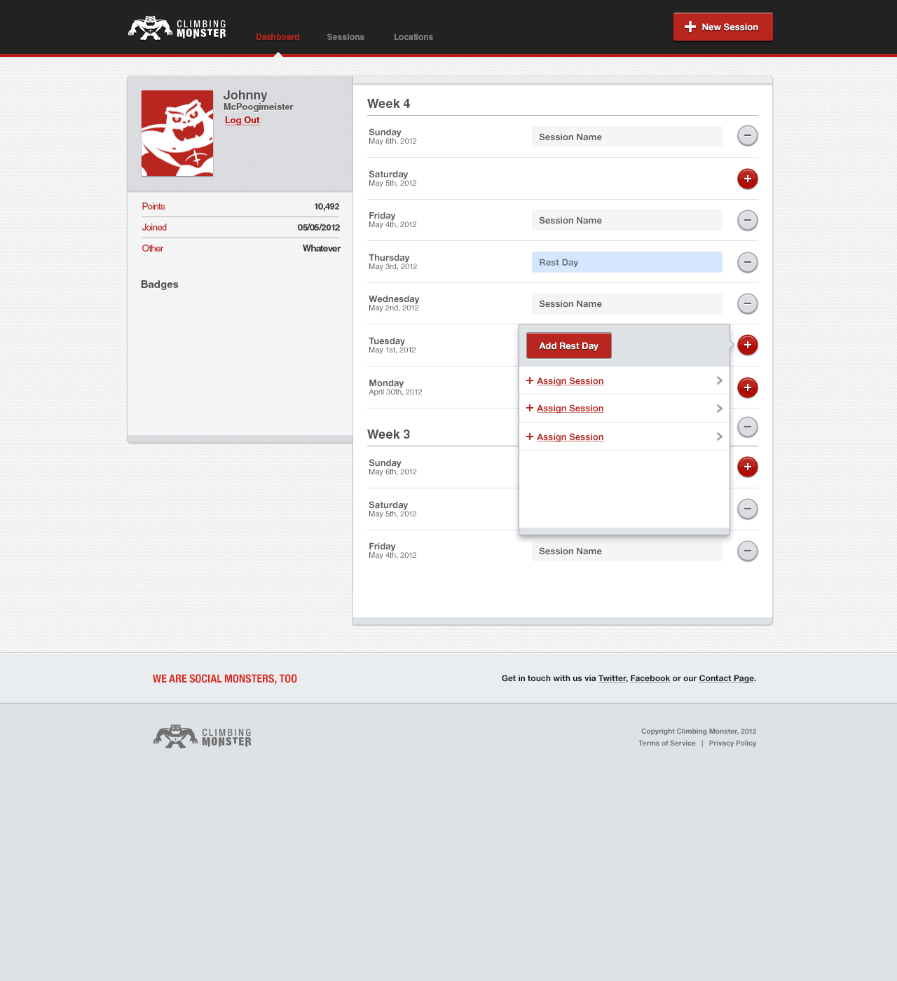 Climbing Monster web interface